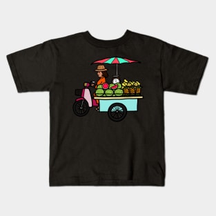 Street food motorcycle selling tropical fresh fruit, Thailand. Kids T-Shirt